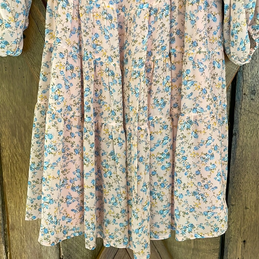Storia Size Small Pale Pink & Blue Floral Print Dress - Picture 5 of 10